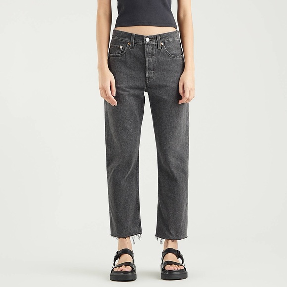 Black denim Riders Jeans cut off straight raw hem 90s pants punk vibe streetwear - Picture 2 of 12